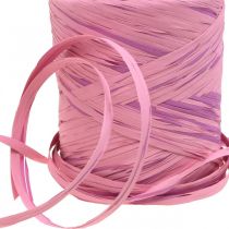 Raffia daugiaspalvė dovanų juostelė rožinė-rožinė, floristų reikmenys, dekoratyvinė juostelė L200m