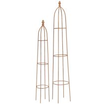 daiktų Metalinis grotelių obeliskas, rūdžių imitacijos, 69/86 cm, 2 vnt. rinkinys