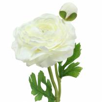 daiktų Dirbtinė gėlė ranunculus su žiedais ir pumpurais balta H34cm