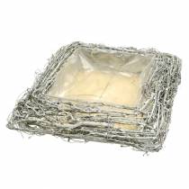 daiktų Kaimiško stiliaus augalų pagalvėlė „Šakos“, baltai nuskalbta dekoracija, 40x40cm