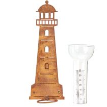 daiktų Lietaus matuoklis „švyturio“ rūdžių imitacijos – dekoratyvinis lietaus matuoklis sodui ir tvorai, 41 cm, rūdžių imitacijos