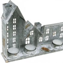 daiktų Šviečiantys nameliai, langų dekoracijos, sidabriniai šviestuvai, senovinio stiliaus metalinis žibintas, ilgis 67,5 cm, aukštis 20 cm