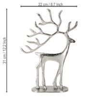 daiktų Šiaurės elnio dekoratyvinė figūrėlė, metalinė, sidabrinė, H31cm