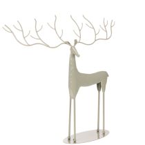 daiktų Dekoratyvinė elnio skulptūra su dideliais ragais, modernaus metalo imitacija, 48 cm