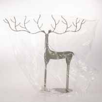 daiktų Dekoratyvinė elnio skulptūra su dideliais ragais, modernaus metalo imitacija, 48 cm
