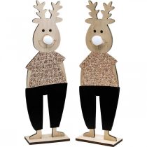 daiktų Elnio medinė dekoratyvinė figūrėlė kalėdinė 12×6,5cm H45cm 2vnt