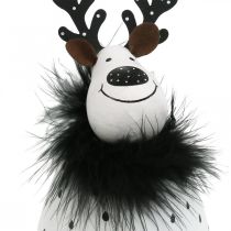 daiktų Dekoratyvinis elnias, Kalėdinė puošmena, dekoratyvinė figūra iš metalo, Advento balta, juoda H15,5cm Ø8cm