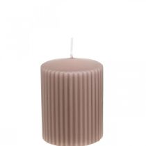 Stulpinės žvakės senovinė rožinė žvakė su grioveliais 70/90mm 4vnt