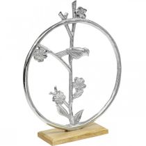 Stalo dekoravimo spyruoklė, dekoratyvinis žiedas paukštis deko sidabras H32,5cm