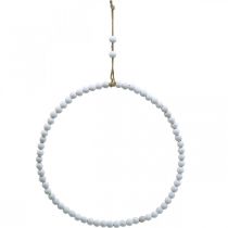 Žiedas su perlais, pavasaris, dekoratyvinis žiedas, vestuvės, vainikas pakabinti baltas Ø28cm 4vnt