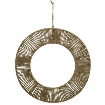 Dekoratyvinis žiedas pakabinimui, sienų apdailai, vasaros dekoravimui, žiedu dengtas natūralios spalvos, sidabrinis Ø39,5cm