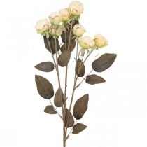 Dirbtinės rožės nuvytusios Drylook 9 žiedlapių kremas 69cm