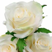 Balta rožė ant stiebo Šilkinės gėlės Dirbtinė rožė 3 vnt