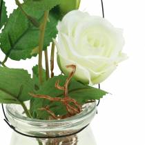 Rožė iš stiklo baltos spalvos H23cm