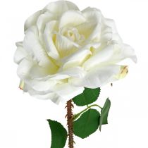 daiktų Balta rožė netikra rožė ant stiebo Šilkinė gėlė netikra rožė L72cm Ø13cm