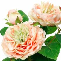 Dekoratyvinė rožė vazonėlyje, romantiškos šilkinės gėlės, rožinis bijūnas