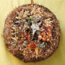 Rožių kekė, šilkinės gėlės, dirbtinės rožės oranžinės, antikvarinės išvaizdos L23cm 8vnt