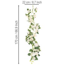 daiktų Dirbtinių rožių girlianda su baltomis gėlėmis dekoracijai, 170 cm
