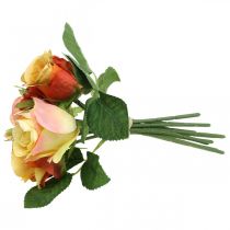 daiktų Oranžinių rožių puokštė Ø17cm I25cm dirbtinių gėlių dekoracija rudens vestuvių stalo dekoracija