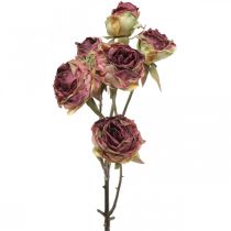 Dirbtinė rožė, stalo puošmena, dirbtinė gėlė rožinė, rožės šakelė antikvarinė išvaizda L53cm