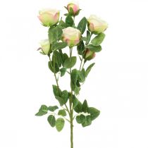 Rožės šakelė, šilkinės rožės, dirbtinė šakelė rožinė, kreminė L66cm Ø3/5cm