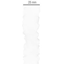 daiktų Balta raukta organzos juostelė, dekoratyvinė, 25 mm pločio, 10 m ilgio
