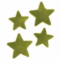 daiktų Išsklaidytos dekoracijos žvaigždės flokuotos samanų žalios 4cm/5cm 40 vnt