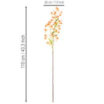 daiktų Dirbtinės gėlės orchidėjos šakelės oranžinės filigraninės kambario dekoracijos 110 cm 3 vnt.