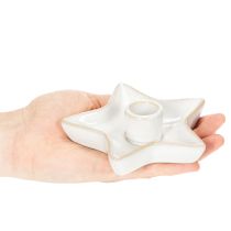 daiktų Keraminė žvaigždės formos žvakidė, balta, kūginėms žvakėms, 12 cm, 2 vnt.