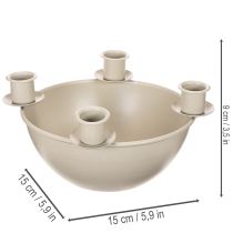 daiktų Žvakidė su 4 žvakidėmis, modernus Advento vainikas, smėlio spalvos, 15 cm