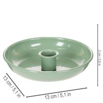 daiktų Žalia metalinė žvakidė, dekoratyvinė, kūginėms žvakėms, 13 cm