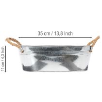 daiktų Ovalus dubuo 35 cm x 21,5 cm, aukštis 11,5 cm, blizgus cinkas