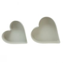 daiktų Dubuo širdies plastikinis dekoratyvinis dubuo baltas pilkas 24/21cm rinkinys po 2