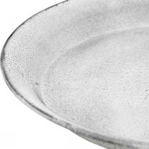Dekoratyvinis dubuo su koja dekoratyvine lėkšte metalinė balta Ø22cm H15,5cm