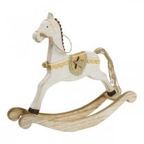 daiktų Medinis supamas arkliukas, kalėdinė puošmena White Golden H24cm