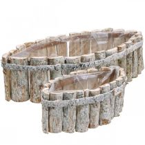 Augalų dubuo, medinė augalų dėžutė, jardiniere L37,5/28cm H10/9cm rinkinys iš 2