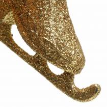 daiktų Eglutės puošmena čiuožykla auksinė, blizgučiai 8cm 12vnt