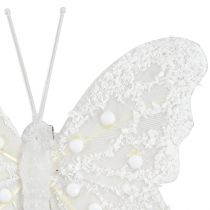 daiktų Balta drugelio puošmena ant segtuko 7,5cmx7cm 4 vnt