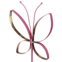 daiktų Butterfly Metal Decoration Spring Fuchsia Gold H35cm 2 vnt