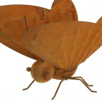 Sodo figūrėlė, drugelis į vietą, metalo puošmena patina L20cm P21cm