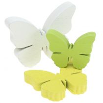 Medinis drugelis baltas/geltonas/žalias 3cm - 5cm 48vnt