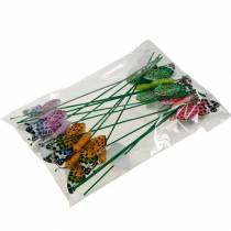 daiktų Dekoratyvinis drugelis ant pagaliuko gėlių kamštelio spyruoklinė dekoracija 16 vnt