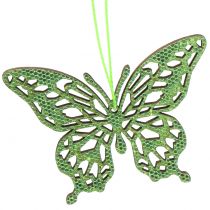Dekoratyvinė kabykla drugelis žalias blizgutis8cm 12vnt
