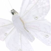 Plunksninis drugelis ant segtuko baltas 10 cm 12 vnt