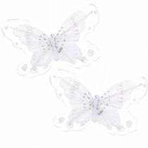daiktų Plunksninis drugelis ant segtuko baltas 10cm 12 p