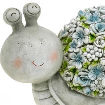 Žiedinė sraigė su gėlėmis Pavasario puošmena Sodo puošmena Pilka/mėlyna/žalia H13,5cm L19cm
