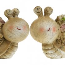Sraigė su gėlėmis vasaros puošmena sodo sraigės ruda/rožinė/žalia 9,5cm rinkinys iš 2 vnt.