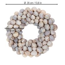 daiktų Sraigių vainikas pakabinimui, dekoratyvinis vainikas, jūrinio stiliaus, Nathai, Ø35cm