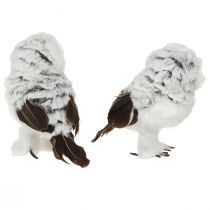 daiktų Snieguolės Dekoratyvinė Figūrėlė, Pelėdų Pora, Balta Ir Ruda, 12 cm Aukščio, 2 Dalys