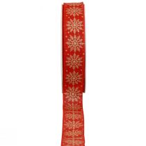 daiktų Kalėdinė juostelė dovanų juostelė snaigės raudonos 25mm 20m